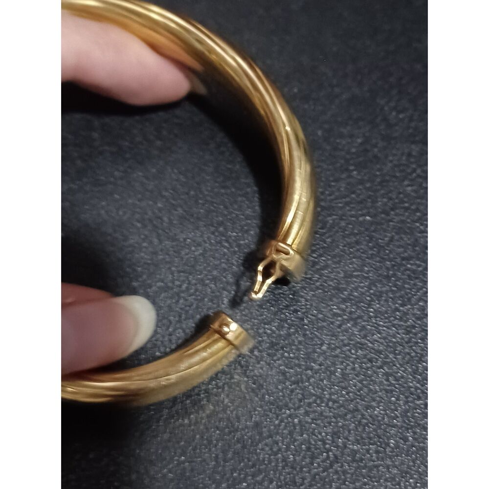 VERONESE Gold Over 925 Sterling Italy Twisted Cable Hinged Bangle Bracelet - Picture 3 of 5